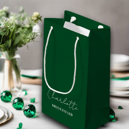 Bridesmaid | Minimalistisches Script Emerald Green Kleine Geschenktüte