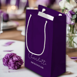 Bridesmaid | Minimalistisches Skript Lila Kleine Geschenktüte