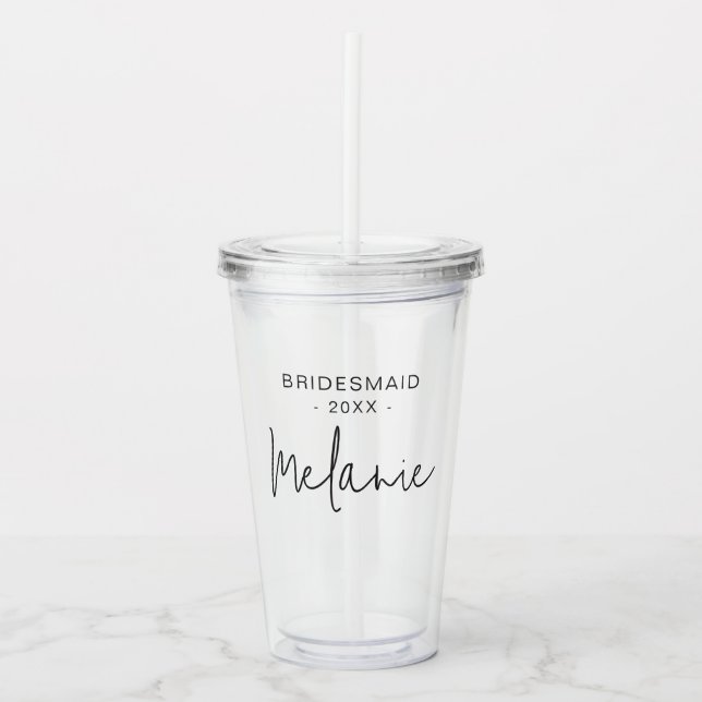 Bridesmaid Modern Elegante Script Bridal Acryltrinkbecher (Vorderseite)
