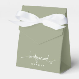 Bridesmaid Modern Minimalistisch Script Sage Green Geschenkschachtel