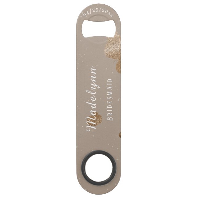 Bridesmaid Moderne Minimalistische Rose Gold Ash B Speed Flaschenöffner (Vorderseite)