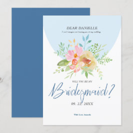 Bridesmaid Moderne Typografie Delikate Blume Einladung