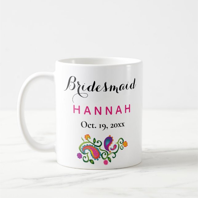Bridesmaid Moderne Typografie Script Wedding Kaffeetasse (Links)