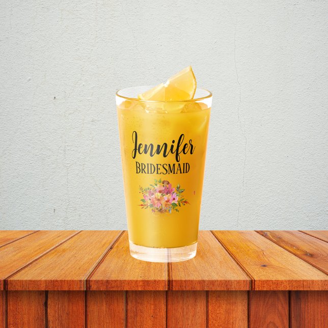 Bridesmaid | Modernes, florales Personalisiert Schnapsglas (Von Creator hochgeladen)