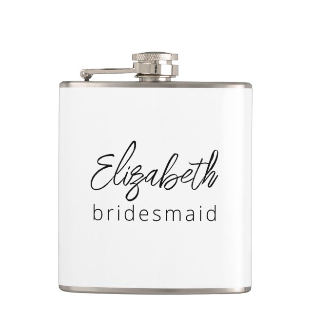 Bridesmaid Modernes Minimalistisches Drehbuch Bach Flachmann (Vorderseite)