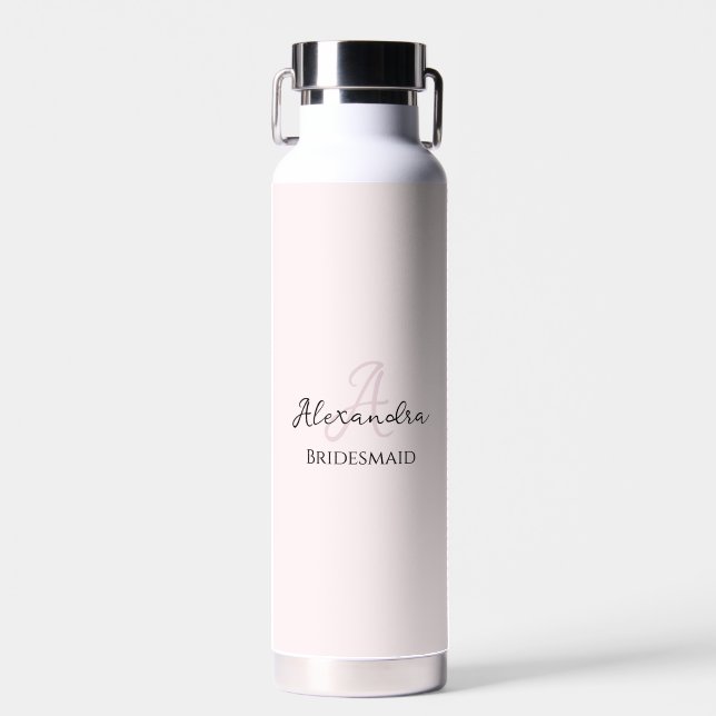 Bridesmaid Modernes Minimalistisches Monogramm Ros Trinkflasche (Vorne)