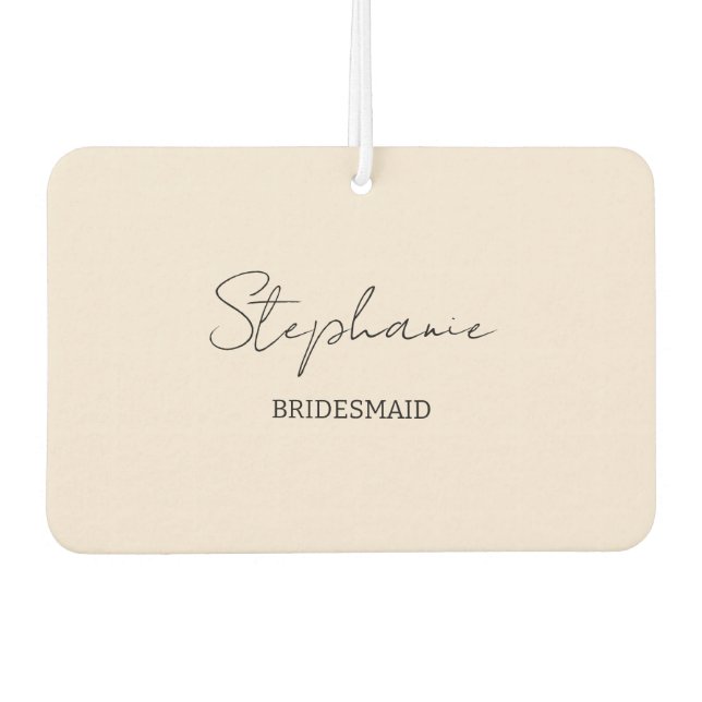 Bridesmaid | Modernes Minimalistisches Script Rosa Autolufterfrischer (Vorderseite)
