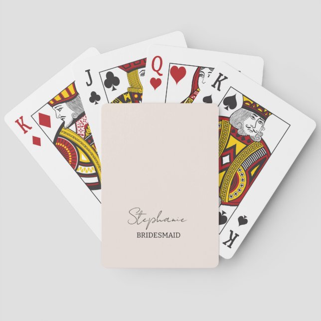 Bridesmaid | Modernes Minimalistisches Script Rosa Spielkarten (Rückseite)