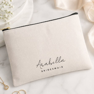 Bridesmaid   Modernes Minimalistisches Script Rosa Zubehörtasche