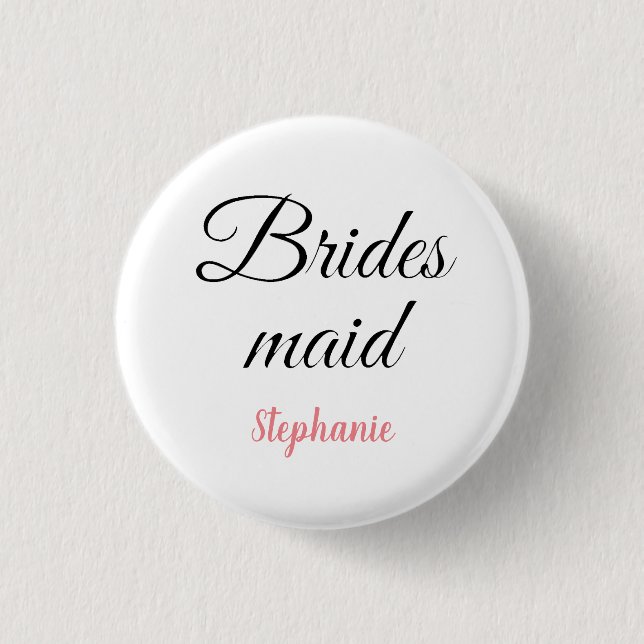 Bridesmaid Monogram Name Pink Custom Wedding Button (Vorderseite)