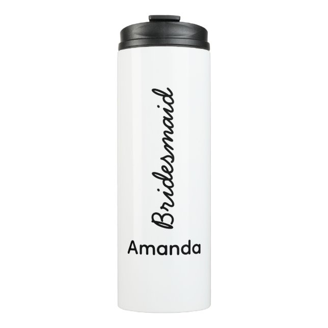 Bridesmaid Monogramme Name Wedding Gift Favor Thermosbecher (Vorderseite)