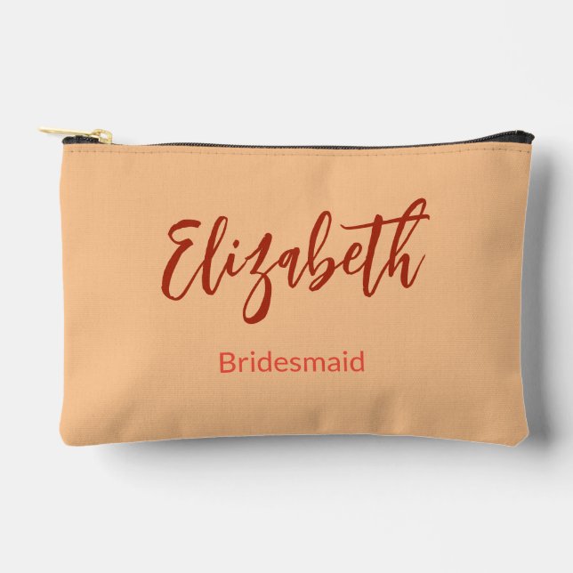 Bridesmaid Name Dankeschön Brautbräutigam Hochzeit Zubehörtasche (Vorderseite)