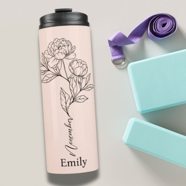 Bridesmaid Name Peony November Birth Blume Gift Thermosbecher (Bridesmaid Name Peony November Birth Flower Gift Thermal Tumbler)