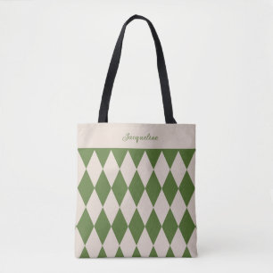 Bridesmaid Old Money Green + Beige Diamond Schachb Tasche