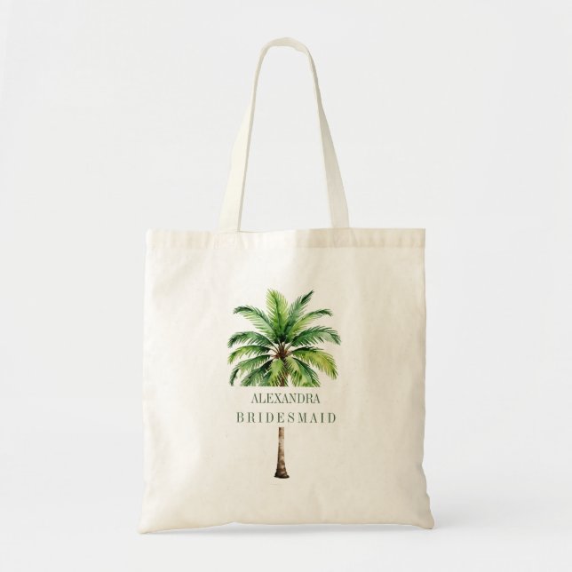 Bridesmaid Palm Tree Watercolor Tragetasche (Vorne)