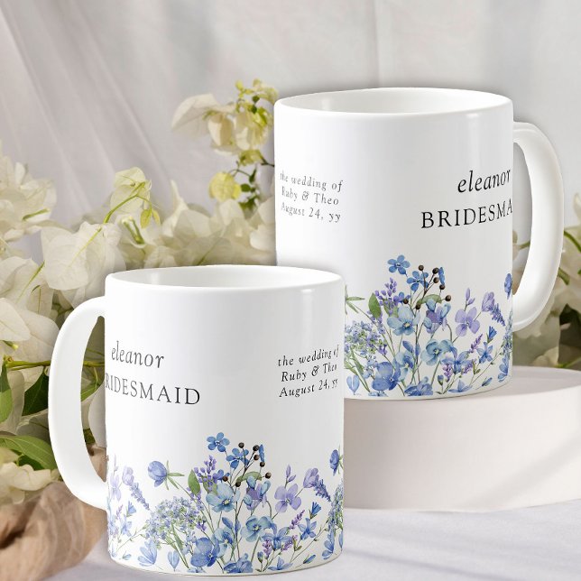 Bridesmaid Periwinkle Wildblume Elegante Kaffeetasse (Wedding Party keepsake mugs from my Lilac + Periwinkle Wildflower Wedding Collection)