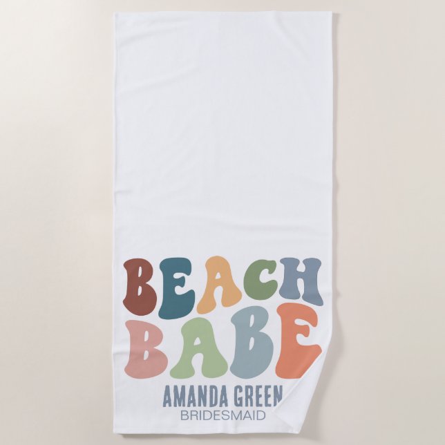 Bridesmaid Personalisiert Beach Junggeselinnen-Abs Strandtuch (Vorderseite)