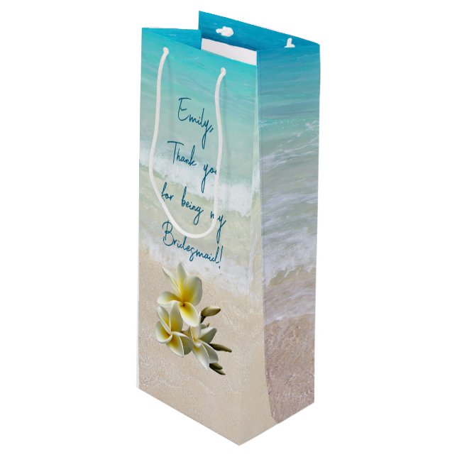 Bridesmaid Personalisiert Danke von Bride Geschenktüte Für Weinflaschen (Vorderseite Schrägansicht)