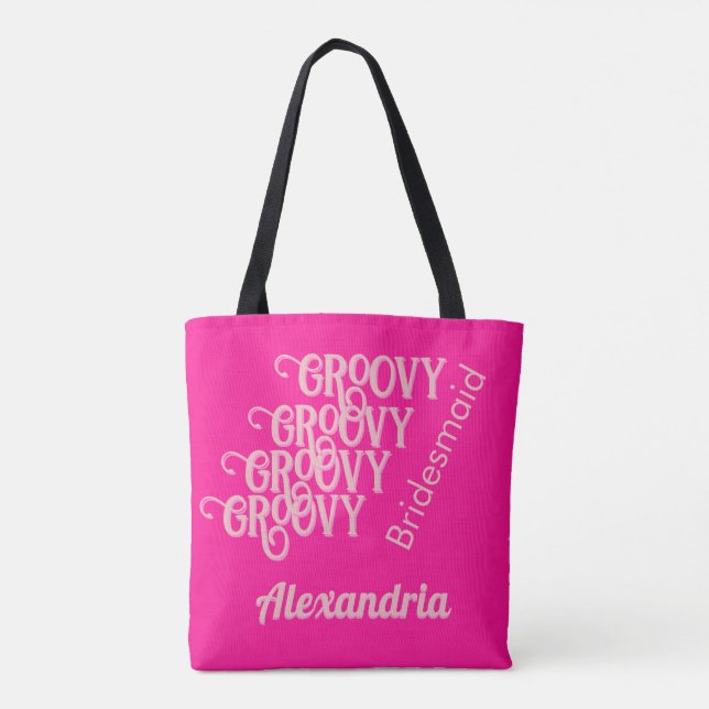 Bridesmaid Personalisiert Hot Pink Bachelorette Tasche (Rückseite)