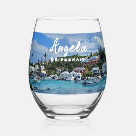 Bridesmaid Personalisiert Island Life Weinglas Ohne Stiel