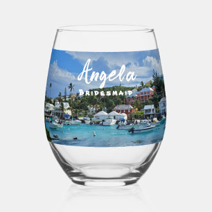 Bridesmaid Personalisiert Island Life Weinglas Ohne Stiel