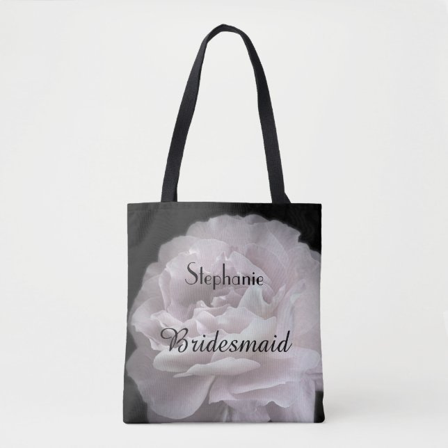 Bridesmaid Personalisiert Name Pale Pink Rose Blüt Tasche (Vorderseite)