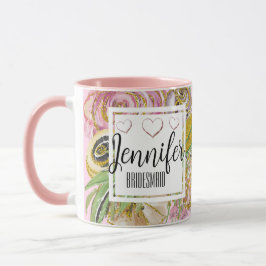 Bridesmaid Persönliche Rose Gold Chic Floral Tasse