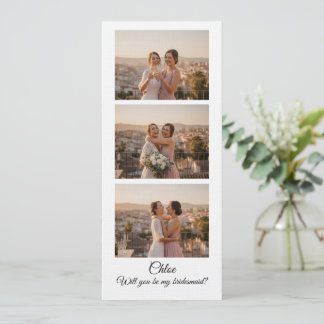 Bridesmaid Photo Strip 3 Photo Proposal Card Einladung