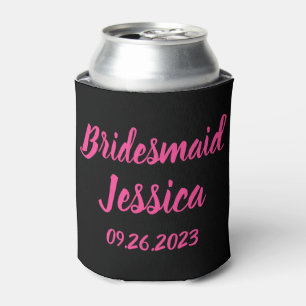Bridesmaid Pink Black Elegant Script Geschenk Hoch Dosenkühler