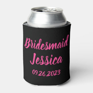 Bridesmaid Pink Black Elegant Script Geschenk Hoch Dosenkühler