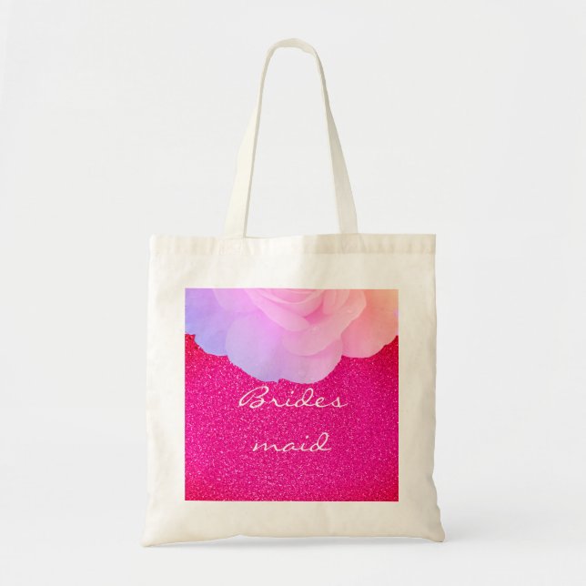 Bridesmaid Pink Glittery Rose Gold Hochzeit Blues Tragetasche (Vorne)