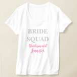 Bridesmaid Pink Individuelle Name Wedding Bachelor T-Shirt<br><div class="desc">Schöne Kalligraphie,  rosa Bridesmaid T - Shirt. Ideal für Hochzeitsarbeit und T - Shirt. Brautkommando.</div>