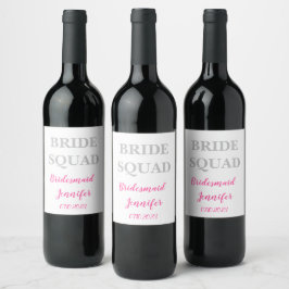 Bridesmaid Pink Individuelle Name Wedding Bachelor Weinetikett