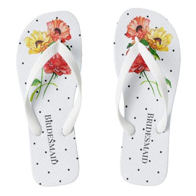 Bridesmaid Polka Dot Floral Flip Flops (Fußbett)