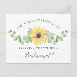 BRIDESMAID PROPOSAL card, Greenery Sunflower Einladung