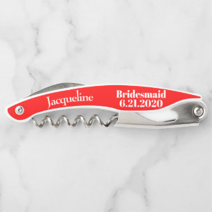 Bridesmaid Red Gastgeschenk Hochzeit Corkschrauben Kellnermesser