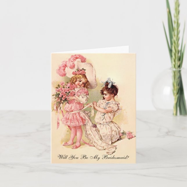 Bridesmaid Request Card Vintag Style Einladung (Vorderseite)