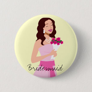 Bridesmaid Rosa-Hochzeitsbraun Button