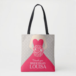 Bridesmaid rote Kleidung Rose genannt danke Tasche