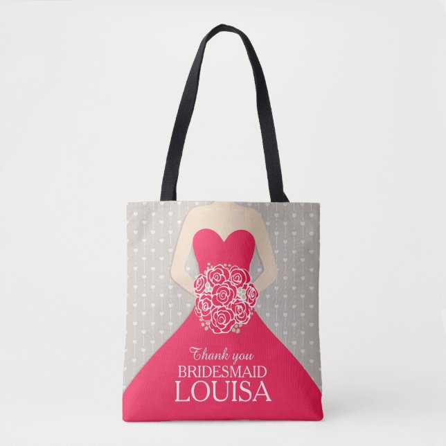 Bridesmaid rote Kleidung Rose genannt danke Tasche (Vorderseite)