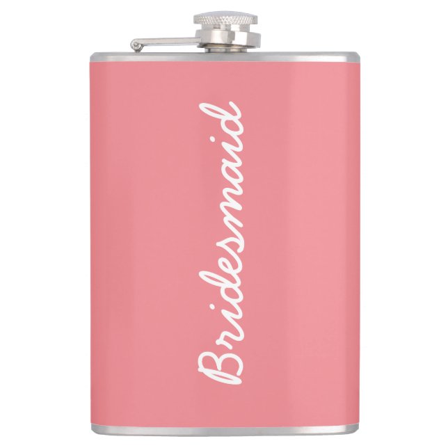 Bridesmaid Salmon Pink Wedding Bridal Geschenk Gef Flachmann (Vorderseite)