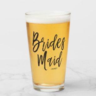 Bridesmaid   Schwarz-Script-Stil Glas