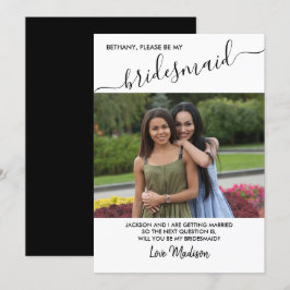 Bridesmaid Schwarz-Weiß-Foto-Vorschlagskarte Einladung