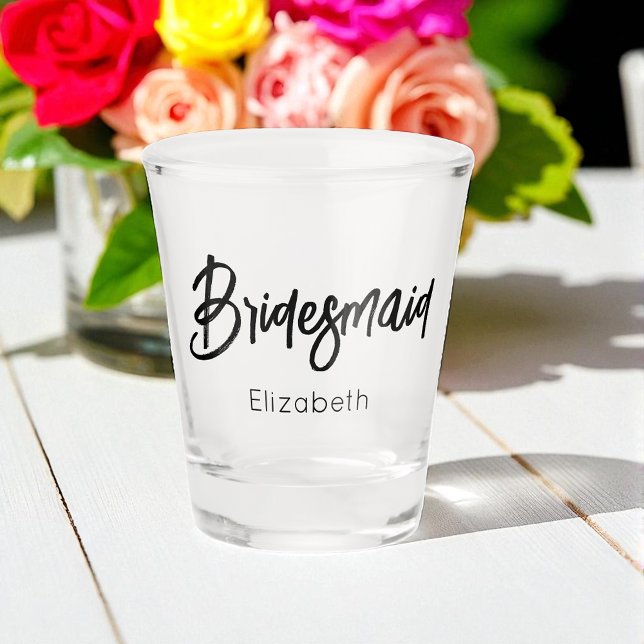 Bridesmaid Schwarz-weiß Wedding Schnapsglas (Von Creator hochgeladen)
