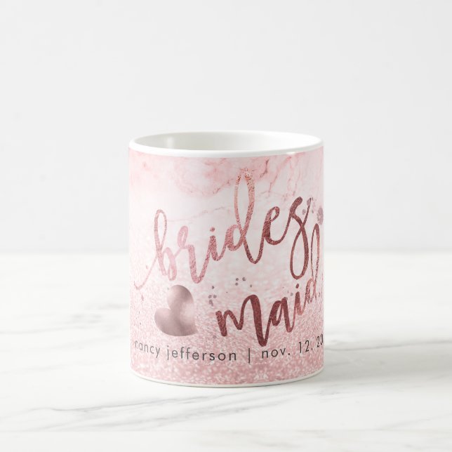 Bridesmaid Script Imitats Rose Gold + Snow Bokeh Kaffeetasse (Mittel)