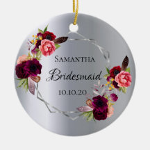 Bridesmaid Silberfloralen Bordeaux burgundische Ho