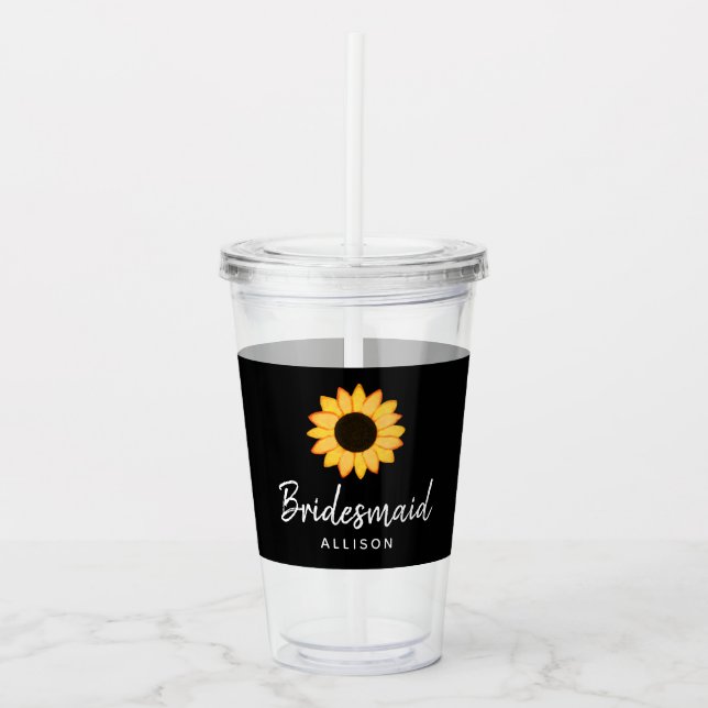 Bridesmaid Sonnenblumen Land Hochzeit Personalisie Acryltrinkbecher (Vorderseite)