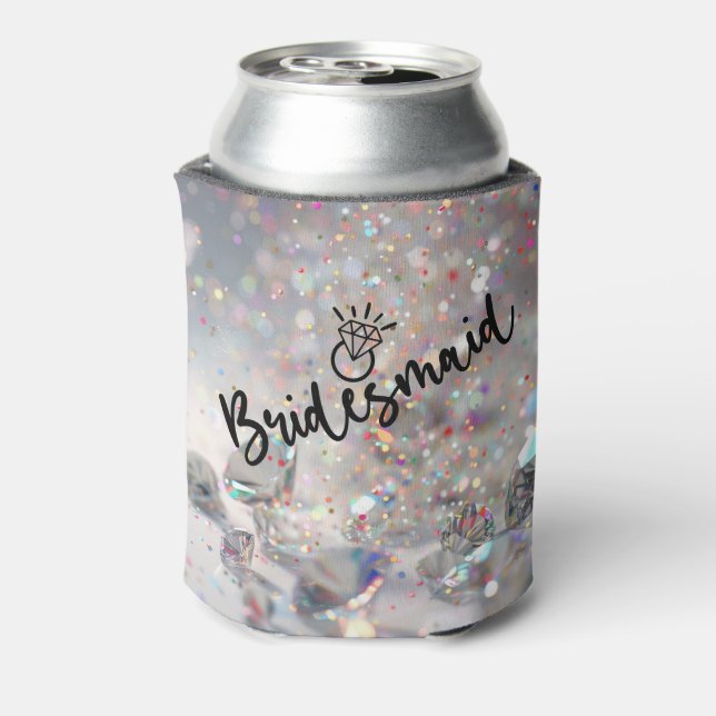 Bridesmaid Sparkle-Skript mit Diamond Ring Detail Dosenkühler (Kanne Rückseite)