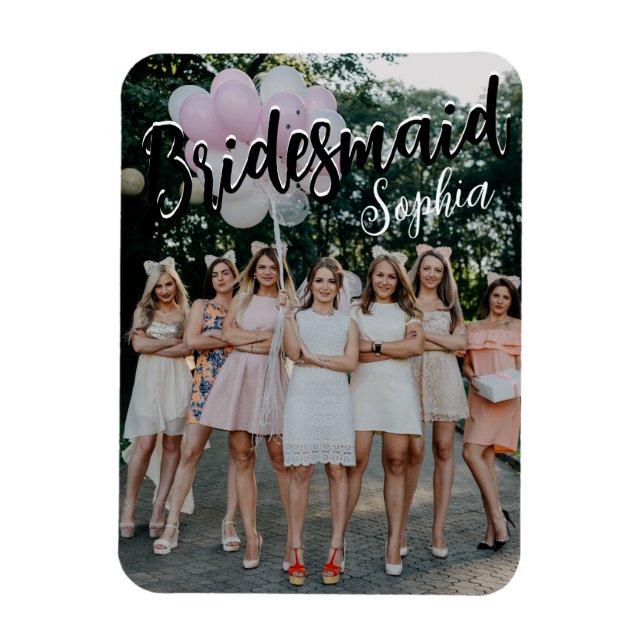 Bridesmaid spendet Personalisiertes Schwarzes Mode Magnet (Vertikal)