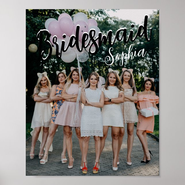 Bridesmaid spendet Personalisiertes Schwarzes Mode Poster (Vorne)